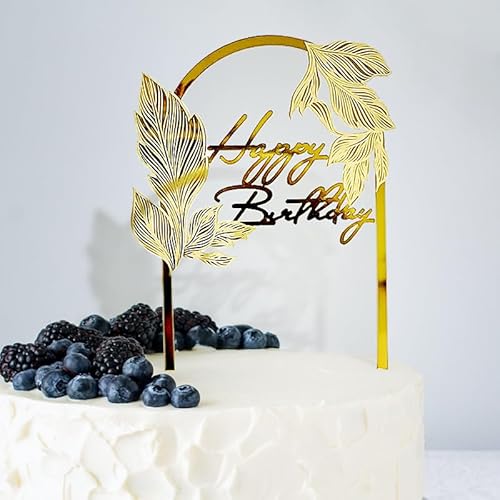 Happy Birthday Cake Topper Gold Tortendeko Kuchendeko Tortenaufsatz Geburtstag Cake Topper Geburtstag Kuchen Deko für Mädchen Jungen Frauen Mann (Gold) von RunFar shop