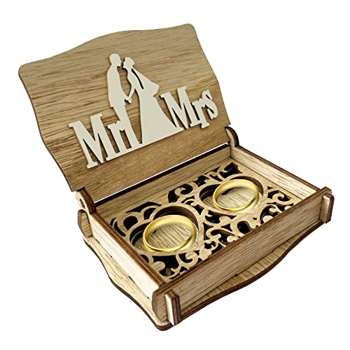 Holz Ring box Vintage Mr Mrs Ringkästchen Schachtel für Heiratsantrag Verlobungsring Hochzeit Ringschatulle Ringkästchen mit Spitze Schmuckschatulle für Verlobung Heiratsantrag von RunFar shop