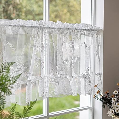 RunFar shop 2pcs Boho Scheibengardinen Bistrogardine Transparent Scheibengardine Kurzgardine Stangendurchzug Gardinetransparente 150 * 50 küche kurz Gardinen Boho Vorhänge Quasten fenstergardinen von RunFar shop
