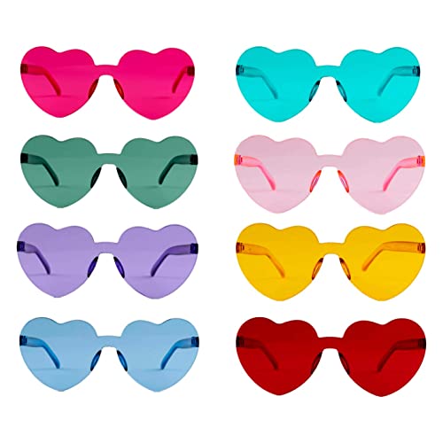 RunFar shop 8 Stück Brille Herz Hippie Brille Retro Kostüm Brille Lustige Partybrillen für Geburtstagsfeier Agent Party von RunFar shop