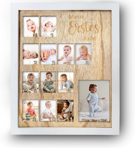 RunFar shop Mein Erstes Jahr Bilderrahmen Baby My First Year Bilderrahmen12 Monate Neugeborenen Meilensteine Bilderrahmen Fotorahmen Erinnerung Geschenkidee von Geburtstag Party (MMit Rahmen) von RunFar shop