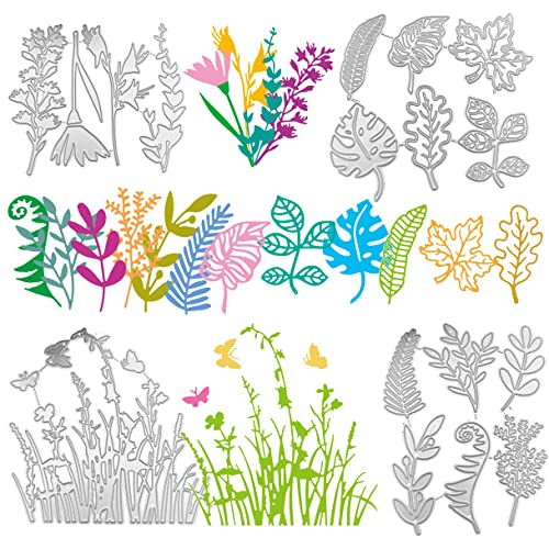 Stanzschablone Blätte Blumen Formen Scrapbooking Prägeschablonen Metall Stanzformen 3D Leaf Pflanzen Schneiden Schablonenvorlage für Papier DIY Handwerk Cards Zeichenschablonen von RunFar shop