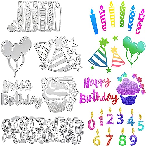 Stanzschablone Geburtstag Motive Grußkarte Prägeschablonen Stanzformen Geburtstag Stanzschablone Für Scrapbooking, Fotopapier, Karten, Handwerk Prägen DIY Herstellung Geburtstag Geschenk von RunFar shop