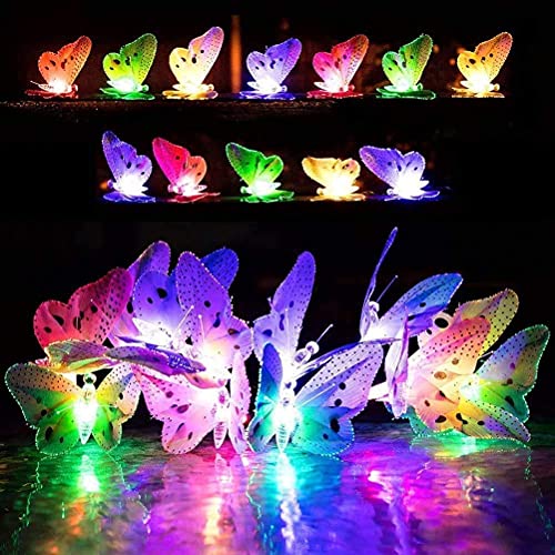 Runaup Solarenergie Schmetterling Lichterketten, 12ft RGB LED Schmetterlingslichter Wasserdicht im Freien String Light für den Garten Balkon Weihnachten Hochzeit Urlaub Party von Runaup