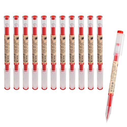 Rundago 12 Stück Kugelschreiber Gelschreiber Gel Kugelschreiber Gelstifte Extrafeiner Gel Kugelschreiber für Schreiben Notizen Unterschrift Zeichnen Bürounterschriften(0.35 mm) (Rot) von Rundago
