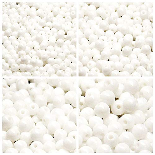 Tschechische gepresste Glasperlen, Runde 3 mm, 4 mm, 6 mm, 8 mm, Chalk White, Insgesamt 275 Perlen. Set 1CRP 402 (3RP020 4RP018 6RP012 8RP002) von SCARA BEADS GET INSPIRED