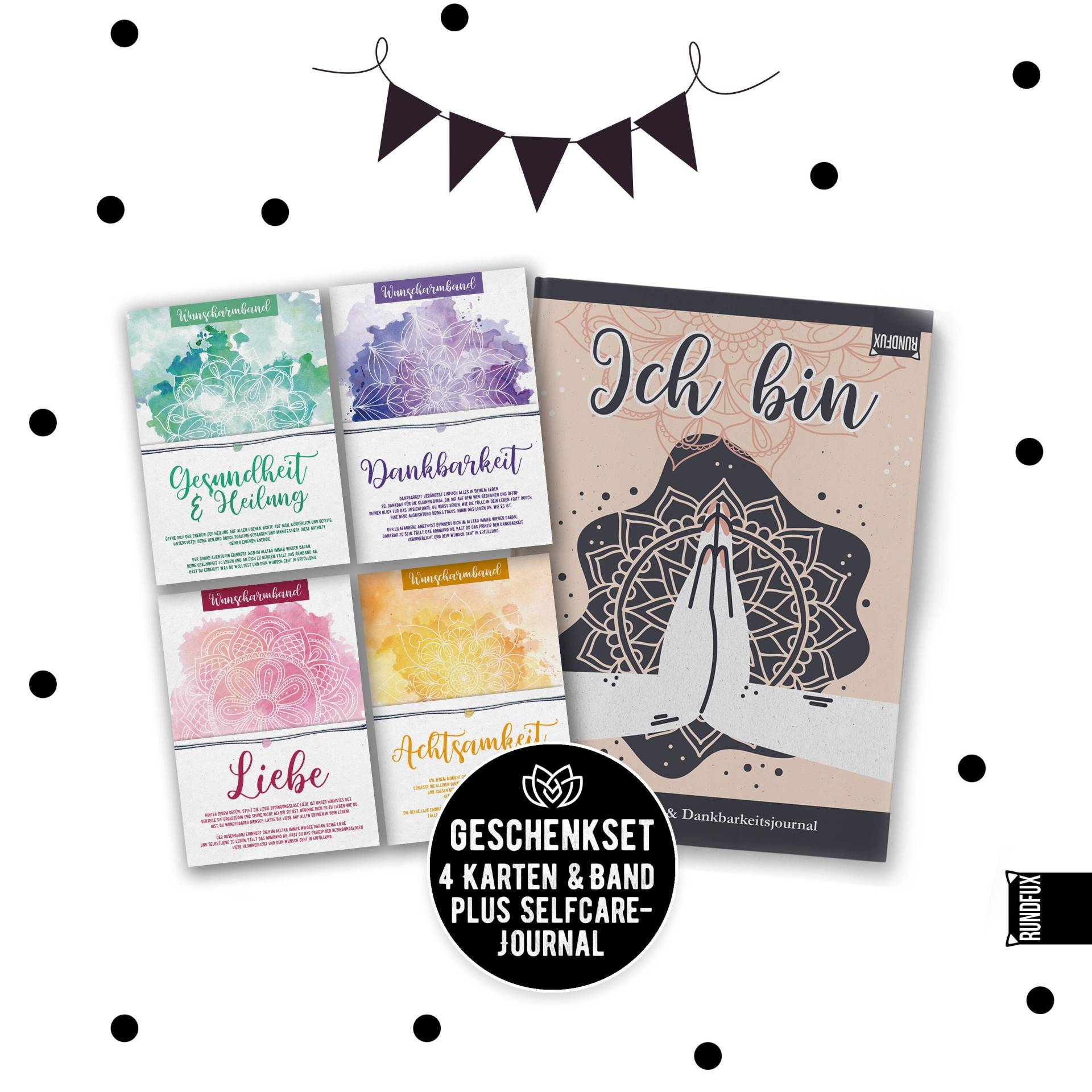 Selfcare Geschenkbox Mit Buch - Glückstagebuch|Journal Und 4 Wunschbänder Edelsteinen Liebe, Achtsamkeit, Dankbarkeit, Gesundheit Selfcare Geschenkbox Mit Buch - Glückstagebuch|Journal Und 4 Wunschbänder Edelsteinen Liebe, Achtsamkeit, Dankbarkeit, Gesundheit von Rundfux