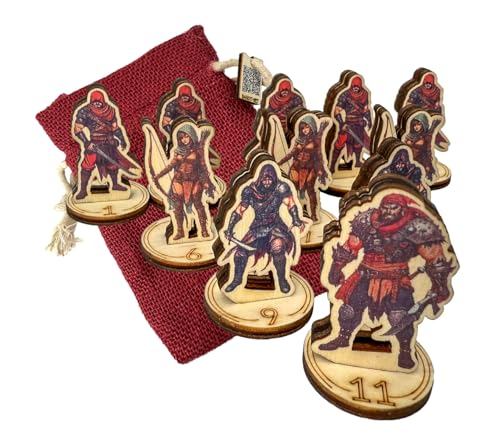 Runewood Encounters Banditen Miniaturen-Set - 11 farbig Bedruckte Holzfiguren mit nummerierten 1-Zoll-Bases & Beutel - D&D & Pathfinder Zubehör - Tabletop Minis mit Stats Runewood Encounters Banditen Miniaturen-Set - 11 farbig Bedruckte Holzfiguren mit nummerierten 1-Zoll-Bases & Beutel - D&D & Pathfinder Zubehör - Tabletop Minis mit Stats von Runewood Encounters