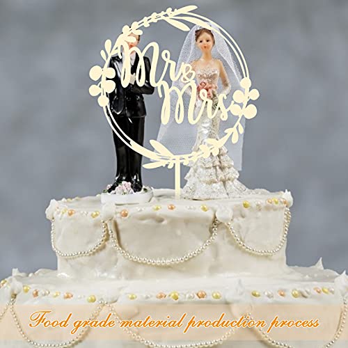 Cake Topper für Mann und Frau Happy Wedding Cake Party Supplies Dekoration Mr Mrs Marry Cake Topper (Nicht-gerade weiss,wood) von Runmeihe