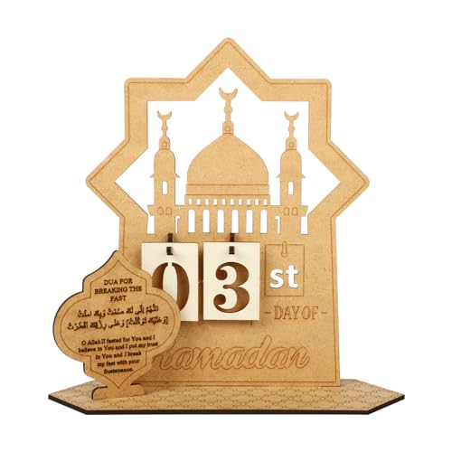 Ramadan Kalender aus Holz, Rustikaler 30 Tage Countdown Ramadan Kalender Kinder, Ramadan Adventskalender Eid, Ramadan-Kalender Elegante Mubarak Ramadan Dekoration (Stern) von Runmeihe
