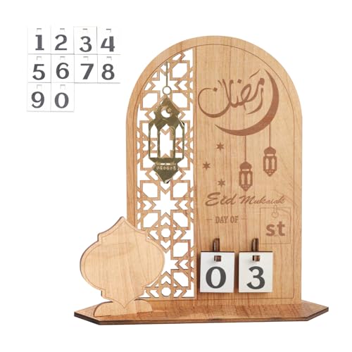 Ramadan Kalender aus Holz, Rustikaler 30 Tage Countdown Ramadan Kalender Kinder, Ramadan Adventskalender Eid, Ramadan-Kalender Elegante Mubarak Ramadan Dekoration (Dome Gate) von Runmeihe