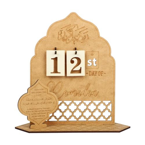 Ramadan Kalender aus Holz, Rustikaler 30 Tage Countdown Ramadan Kalender Kinder, Ramadan Adventskalender Eid, Ramadan-Kalender Elegante Mubarak Ramadan Dekoration (Wellig) von Runmeihe