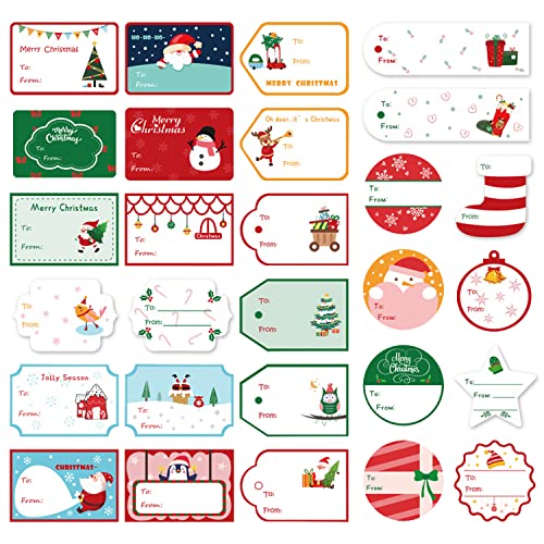 Runmeihe Weihnachts-Geschenkaufkleber 252 Stück Dekorative Aufkleber Klassische Familie Geschenk Siegel Namensschilder Etiketten von Runmeihe