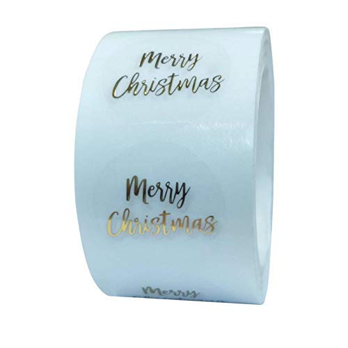 Running Frohe Weihnachten Aufkleber 500 Stück Runde Transparente Frohe Weihnachten Aufkleber Umschlag Geschenkkarten Siegel Etikett Ideal Für Unternehmen, Online-Händler, Boutiquen von Ewbob