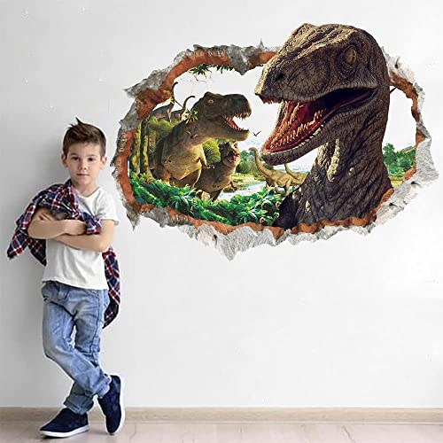 Runtoo Dinosaurier-Wandaufkleber, 3D-Wandsticker für Kinderzimmer, Kinderzimmer, Jungen, Wanddekoration von Runtoo