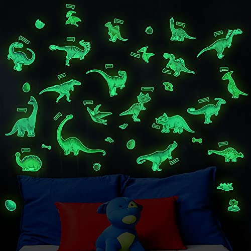 Runtoo Dinosaurier-Wandaufkleber für Jungen, leuchtet im Dunkeln, leuchtende 3D-Wandaufkleber, Kinderzimmer, Babyzimmer, Wanddekoration von Runtoo