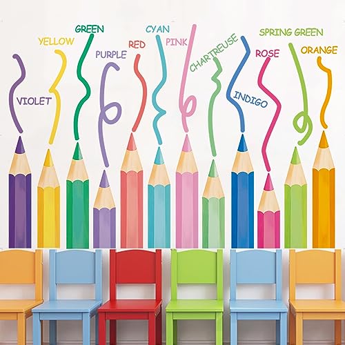 Runtoo Farbige Wand-Eck-Aufkleber, pädagogische Bleistifte, Wandaufkleber für Kinderzimmer, Kinderzimmer, Kinderzimmer, Klassenzimmer, Wanddekoration von Runtoo
