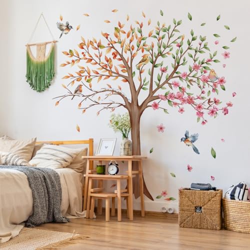 Runtoo Großer Baum-Wandaufkleber, 4 Jahreszeiten, Blätter, Vogel, Wandkunst-Aufkleber für Kinderzimmer, Klassenzimmer, Wohnzimmer, Schlafzimmer, Dekoration Runtoo Großer Baum-Wandaufkleber, 4 Jahreszeiten, Blätter, Vogel, Wandkunst-Aufkleber für Kinderzimmer, Klassenzimmer, Wohnzimmer, Schlafzimmer, Dekoration von Runtoo