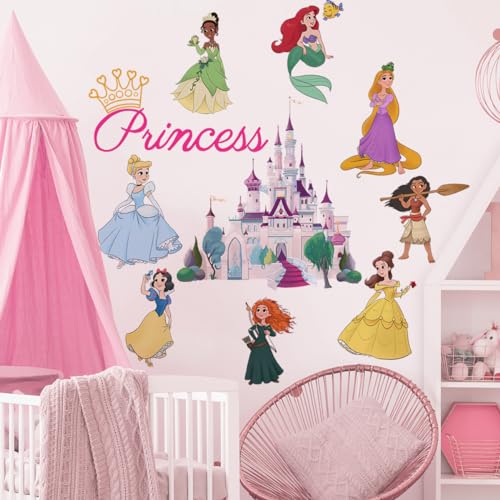 Runtoo Prinzessin Wandaufkleber für Mädchen Schlafzimmer Krone Schloss Wandkunst Aufkleber Kinder Baby Kinderzimmer Home Decor von Runtoo