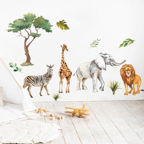 Runtoo Safari-Wandaufkleber für Kinderzimmer, Tiere, Baum, Elefant, Giraffe, Wandaufkleber, Baby, Kinderzimmer, Wohnzimmer, Wanddekoration Runtoo Safari-Wandaufkleber für Kinderzimmer, Tiere, Baum, Elefant, Giraffe, Wandaufkleber, Baby, Kinderzimmer, Wohnzimmer, Wanddekoration von Runtoo