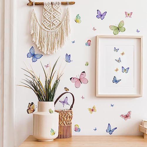 Runtoo Schmetterlings-Wandaufkleber für Mädchen-Schlafzimmer, Rosa, Lila, Blau, Schmetterlinge, Wandaufkleber, groß, für Kinder / Baby / Kinderzimmer von Runtoo
