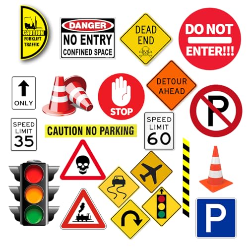 Runtoo Straßenschilder, Wandaufkleber, Verkehrsstraßenstopp-Schild, Transport-Wandaufkleber für Kinderzimmer, Klassenzimmer, Spielzimmer, Babyparty, Geburtstag, Party-Dekoration von Runtoo