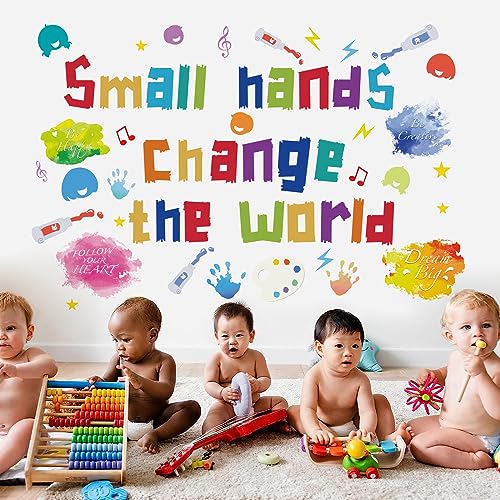 Runtoo Wandaufkleber "Small Hands Change The World", inspirierende Farbzitate, Handabdrücke, Wandaufkleber, Kinderzimmer, Klassenzimmer, Babyzimmer, Kindertagesstätte, Wanddekoration Runtoo Wandaufkleber "Small Hands Change The World", inspirierende Farbzitate, Handabdrücke, Wandaufkleber, Kinderzimmer, Klassenzimmer, Babyzimmer, Kindertagesstätte, Wanddekoration von Runtoo