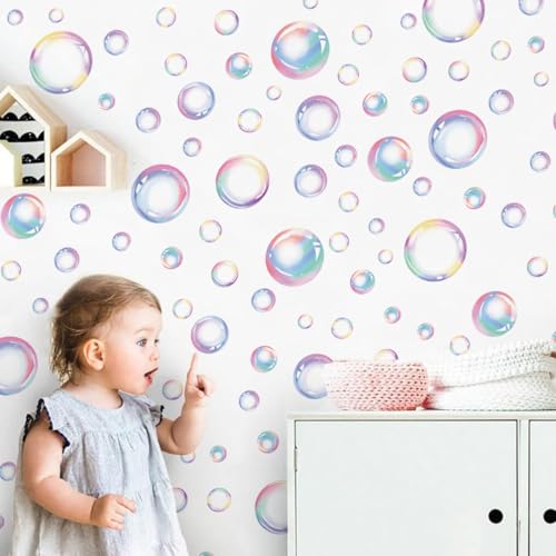 Runtoo Wandaufkleber für Badezimmer, Boho, unter dem Meer, Regenbogenfarben, gepunktet, zum Abziehen und Aufkleben, für Mädchen, Schlafzimmer, Kindergeburtstag, Party-Dekoration von Runtoo