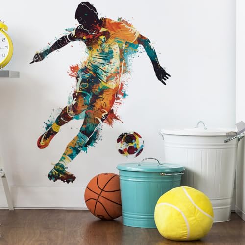 Runtoo Wandaufkleber für Jungen, Schlafzimmer, Sport, Fußballtor, Wandkunst, Aufkleber zum Abziehen und Aufkleben, Poster für Jugendzimmer von Runtoo