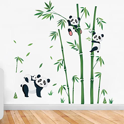 Runtoo Wandaufkleber mit Panda-Tieren, Bambus-Wald, Wandaufkleber für Kinderzimmer, Baby-Kinderzimmer, Wanddekoration von Runtoo