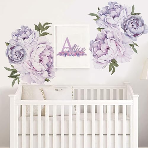 Runtoo Wandaufkleber mit violetten Blumen, Boho, Pfingstrosen, für Mädchen, Schlafzimmer, Wohnzimmer, Büro, Heimdekoration Runtoo Wandaufkleber mit violetten Blumen, Boho, Pfingstrosen, für Mädchen, Schlafzimmer, Wohnzimmer, Büro, Heimdekoration von Runtoo