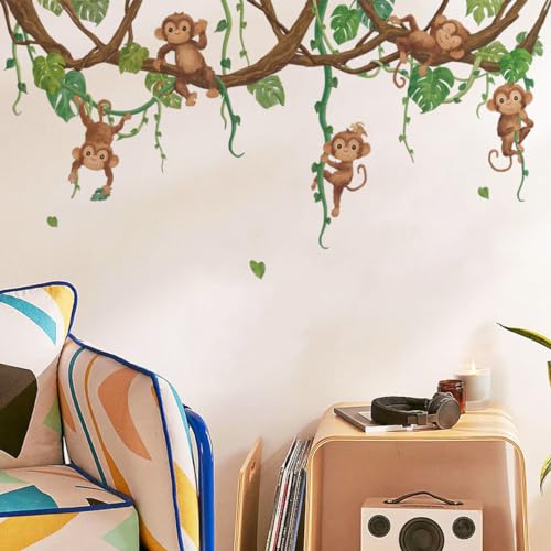 Runtoo Wandtattoo Affen Wandsticker Dschungel Hängende Pflanzen Palmen Blätter Wandaufkleber Kinderzimmer Babyzimmer Mädchen Junge Wanddeko Runtoo Wandtattoo Affen Wandsticker Dschungel Hängende Pflanzen Palmen Blätter Wandaufkleber Kinderzimmer Babyzimmer Mädchen Junge Wanddeko von Runtoo
