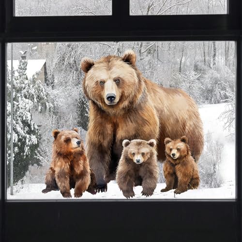Runtoo Wandtattoo Bär Wandsticker Wildtiere Lustig Fensteraufkleber Wandaufkleber Babyzimmer Kinderzimmer Schlafzimmer Wohnzimmer Wanddeko von Runtoo