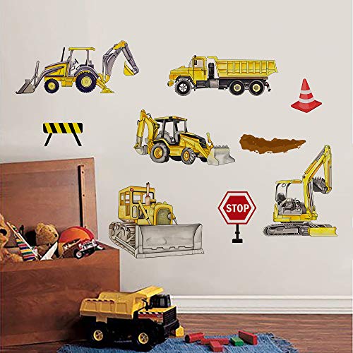 Runtoo Wandtattoo Baustellen Fahrzeuge Wandsticker Cars Wandaufkleber Kinderzimmer Babyzimmer Schlafzimmer von Runtoo
