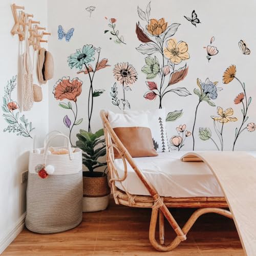 Runtoo Wandtattoo Boho Blumen Wandaufkleber Bunte Retro Blumen Pflanzen Wandsticker Wohnzimmer Schlafzimmer Kinderzimmer Babyzimmer Wanddeko Runtoo Wandtattoo Boho Blumen Wandaufkleber Bunte Retro Blumen Pflanzen Wandsticker Wohnzimmer Schlafzimmer Kinderzimmer Babyzimmer Wanddeko von Runtoo