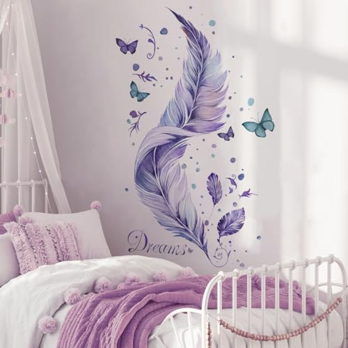 Runtoo Wandtattoo Feder XXL Wandsticker Schmetterling Lila Violett Wandaufkleber Kinderzimmer Babyzimmer Wohnzimmer Schlafzimmer Fenster Wanddeko Runtoo Wandtattoo Feder XXL Wandsticker Schmetterling Lila Violett Wandaufkleber Kinderzimmer Babyzimmer Wohnzimmer Schlafzimmer Fenster Wanddeko von Runtoo