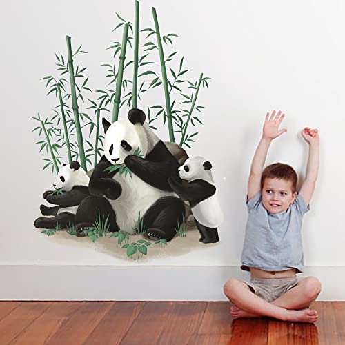 Runtoo Wandtattoo Panda Bamboo Wandsticker Tiere Wandaufkleber Wohnzimmer Kinderzimmer Schlafzimmer von Runtoo