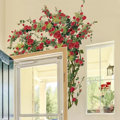 Runtoo Wandtattoo Rosen Rot Groß Wandsticker Blumen Pflanzen Blätter Wandaufkleber Schlafzimmer Wohnzimmer Tür Wanddeko Runtoo Wandtattoo Rosen Rot Groß Wandsticker Blumen Pflanzen Blätter Wandaufkleber Schlafzimmer Wohnzimmer Tür Wanddeko von Runtoo