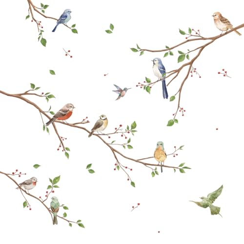 Runtoo Wandtattoo Vögel auf Baum Ast Wandaufkleber Grüne Blätter Zweige Blumen Wandsticker Schlafzimmer Wohnzimmer Babyzimmer Kinderzimmer Fenster Wanddeko Runtoo Wandtattoo Vögel auf Baum Ast Wandaufkleber Grüne Blätter Zweige Blumen Wandsticker Schlafzimmer Wohnzimmer Babyzimmer Kinderzimmer Fenster Wanddeko von Runtoo