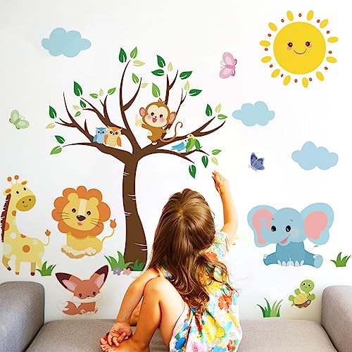 Runtoo Wandtattoo Waldtiere Baby Baum Wandsticker Dschungeltiere Elefant Giraffe Affe Wandaufkleber Kinderzimmer Babyzimmer Mädchen Junge Wanddeko Runtoo Wandtattoo Waldtiere Baby Baum Wandsticker Dschungeltiere Elefant Giraffe Affe Wandaufkleber Kinderzimmer Babyzimmer Mädchen Junge Wanddeko von Runtoo
