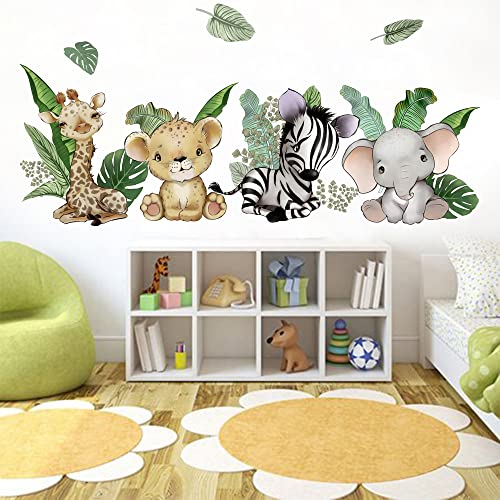 Runtoo Wandtattoo Waldtiere Wandsticker Dschungel Elefant Giraffe Zebra Kinderzimmer Babyzimmer Wandaufkleber von Runtoo