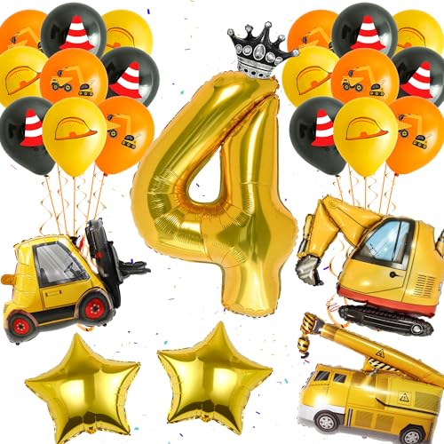 Bagger Ballon 4.Geburtstag Deko - 26 Stück Baustelle Geburtstag Ballon, Zahlen 4 Ballon, Bagger Ballon, Kran Ballon, Baustellen Thema Party Geburtstag Deko, Bagger Geburtstag Deko für 4 Jahre Junge Bagger Ballon 4.Geburtstag Deko - 26 Stück Baustelle Geburtstag Ballon, Zahlen 4 Ballon, Bagger Ballon, Kran Ballon, Baustellen Thema Party Geburtstag Deko, Bagger Geburtstag Deko für 4 Jahre Junge von Runyuzi