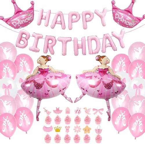 Ballerina Geburtstag Deko Ballon Mädchen - 50 Stück Ballerina Deko Rosa Geburtstag Banner Folienballon, Krone Ballon, Kuchendekoration, Ballett Princess Balloon für Mädchen Geburtstag Deko Baby Shower Ballerina Geburtstag Deko Ballon Mädchen - 50 Stück Ballerina Deko Rosa Geburtstag Banner Folienballon, Krone Ballon, Kuchendekoration, Ballett Princess Balloon für Mädchen Geburtstag Deko Baby Shower von Runyuzi