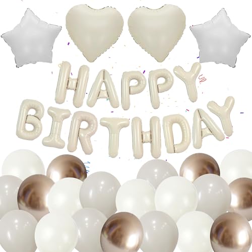 Creme weiß Luftballons Geburtstag Dekoration - 37 Stücke Happy Birthday Folienballons Banner Dekorationen Helium Ballon Geburtstagsparty für Jungen Mädchen Frauen Mann Erwachsene Kinder Party Deko Creme weiß Luftballons Geburtstag Dekoration - 37 Stücke Happy Birthday Folienballons Banner Dekorationen Helium Ballon Geburtstagsparty für Jungen Mädchen Frauen Mann Erwachsene Kinder Party Deko von Runyuzi