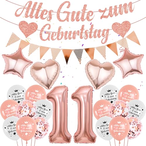 Deko 11 Geburtstag Mädchen Luftballon - 58 Stücke 11 Jahre Rosegold Geburtstagsdeko, Zahl 11 Ballons Alles Gute zum Girlande Folienballon für Kindergeburtstag Party Dekoration Geschenk Deko 11 Geburtstag Mädchen Luftballon - 58 Stücke 11 Jahre Rosegold Geburtstagsdeko, Zahl 11 Ballons Alles Gute zum Girlande Folienballon für Kindergeburtstag Party Dekoration Geschenk von Runyuzi