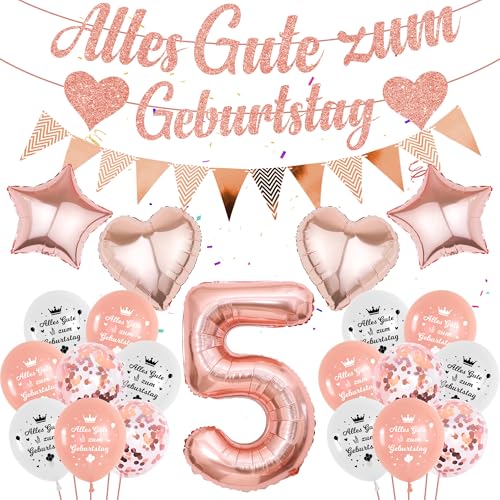 Deko 5. Geburtstag Mädchen Rosegold - 57 Stücke 5 Jahre Luftballon Geburtstagsdeko, Zahl 5 Ballons Alles Gute zum Geburtstag Girlande Ballon für Kindergeburtstag Party Dekoration Deko 5. Geburtstag Mädchen Rosegold - 57 Stücke 5 Jahre Luftballon Geburtstagsdeko, Zahl 5 Ballons Alles Gute zum Geburtstag Girlande Ballon für Kindergeburtstag Party Dekoration von Runyuzi