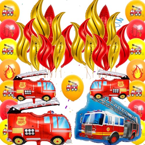 Feuerwehrauto Luftballons Kindergeburtstag Deko - 32 Stück Feuerwehrauto Deko Ballon, Feuerwehrauto Ballon, Goldene Rote Flammen Folienballons, Feuerwehr für Junge Feuerwehrauto Thema Party Deko Feuerwehrauto Luftballons Kindergeburtstag Deko - 32 Stück Feuerwehrauto Deko Ballon, Feuerwehrauto Ballon, Goldene Rote Flammen Folienballons, Feuerwehr für Junge Feuerwehrauto Thema Party Deko von Runyuzi