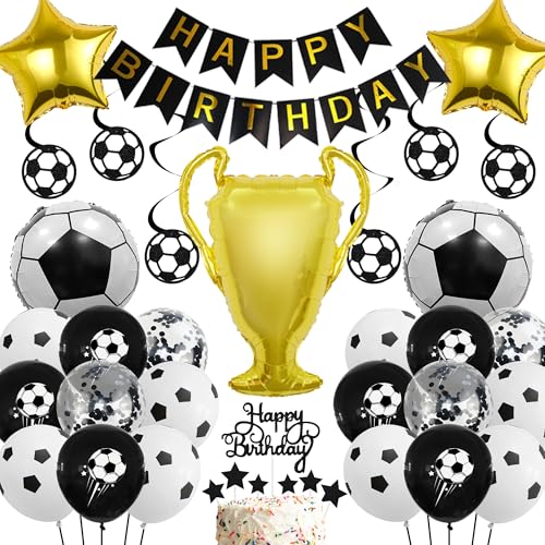 Fussball Deko Geburtstag Kinder Luftballons - 49 Stücke Jungen Geburtstagsdeko Fußball Stern Luftballons, Happy Birthday Banner Girlande Tortendeko für Kindergeburtstag Fussball Deko Geburtstag Kinder Luftballons - 49 Stücke Jungen Geburtstagsdeko Fußball Stern Luftballons, Happy Birthday Banner Girlande Tortendeko für Kindergeburtstag von Runyuzi