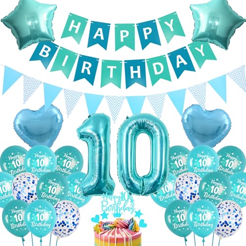 Luftballon 10.geburtstag Blau Junge - Happy Birthday Banner, Wimpel Girlande, Riesen Folienballon Zahl 10, Tortendeko, Herzen, Sterne Folienballon, Paillettenballons Luftballon 10.geburtstag Blau Junge - Happy Birthday Banner, Wimpel Girlande, Riesen Folienballon Zahl 10, Tortendeko, Herzen, Sterne Folienballon, Paillettenballons von Runyuzi