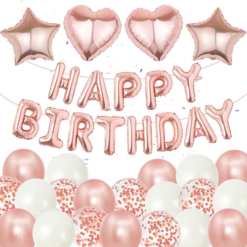 Mädchen Happy Birthday Luftballons Girlande, 37 Stücke Deko Geburtstag Rosegold für Frauen 16 Zoll Buchstaben Folienballons Banner, Geburtstagsdeko Herz Ballons für Kinder Erwachsene Mädchen Happy Birthday Luftballons Girlande, 37 Stücke Deko Geburtstag Rosegold für Frauen 16 Zoll Buchstaben Folienballons Banner, Geburtstagsdeko Herz Ballons für Kinder Erwachsene von Runyuzi